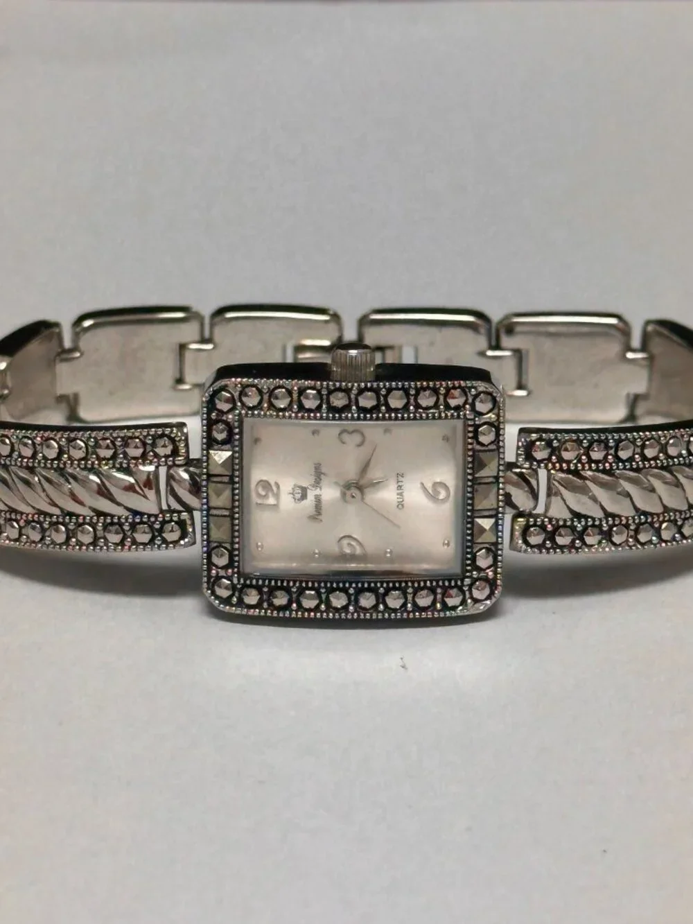 3/$30 Premier Designs Watch Women Silver Marcasite Accents New Battery 7.25